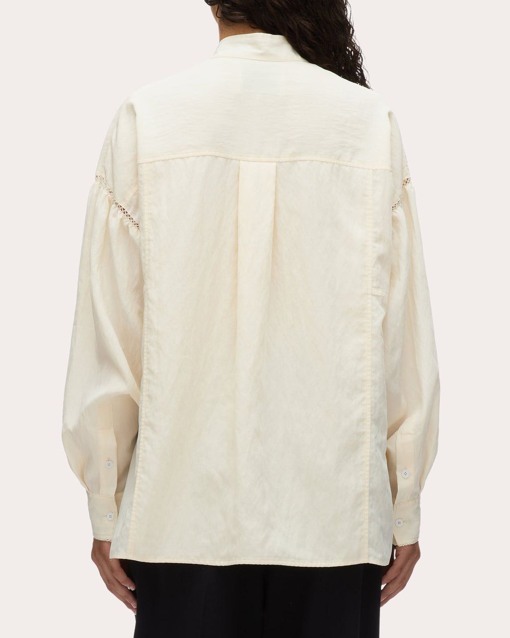 Tie-Neck Techno Poplin Tuxedo Blouse