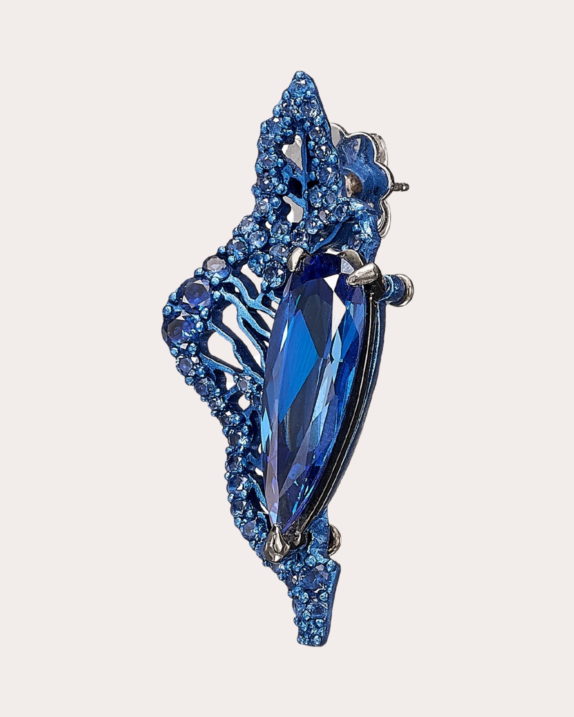 Halia Alumnium and 18K Gold and Rhodium Vermeil Lab-Grown Sapphire Stud Earrings