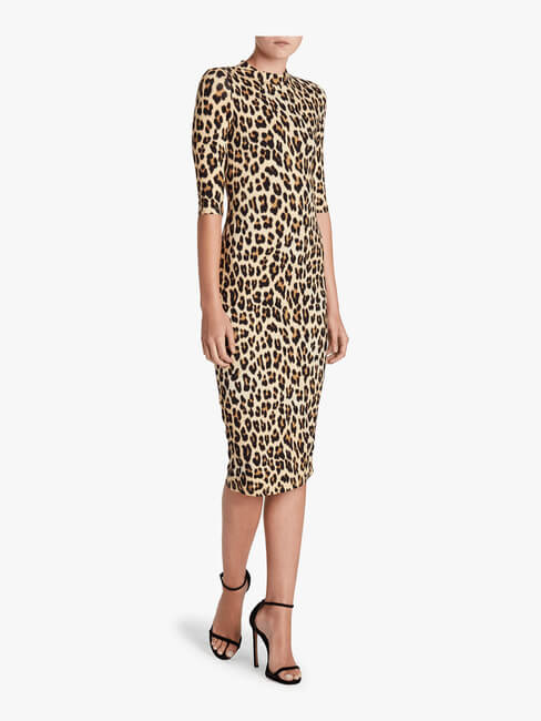 Delora Fitted Mock Neck Midi Dress