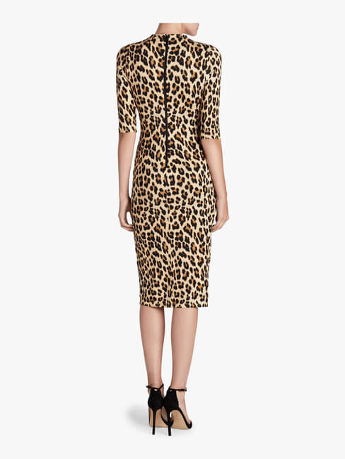 Delora Fitted Mock Neck Midi Dress