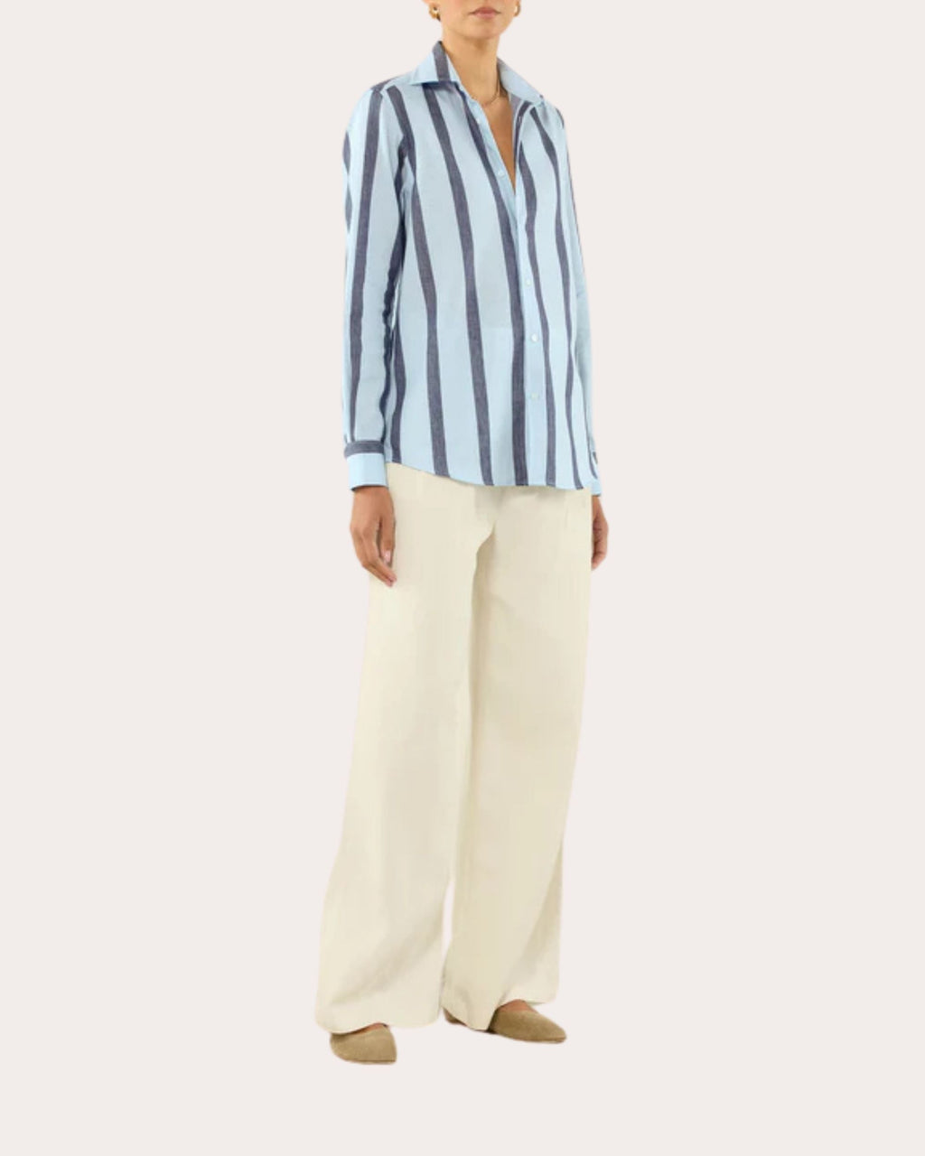 The Boyfriend Stripe Woven Button-Up Shirt