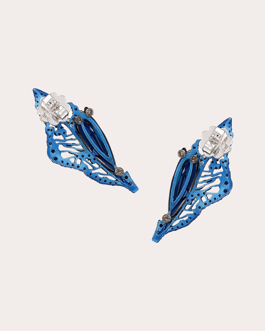 Halia Alumnium and 18K Gold and Rhodium Vermeil Lab-Grown Sapphire Stud Earrings