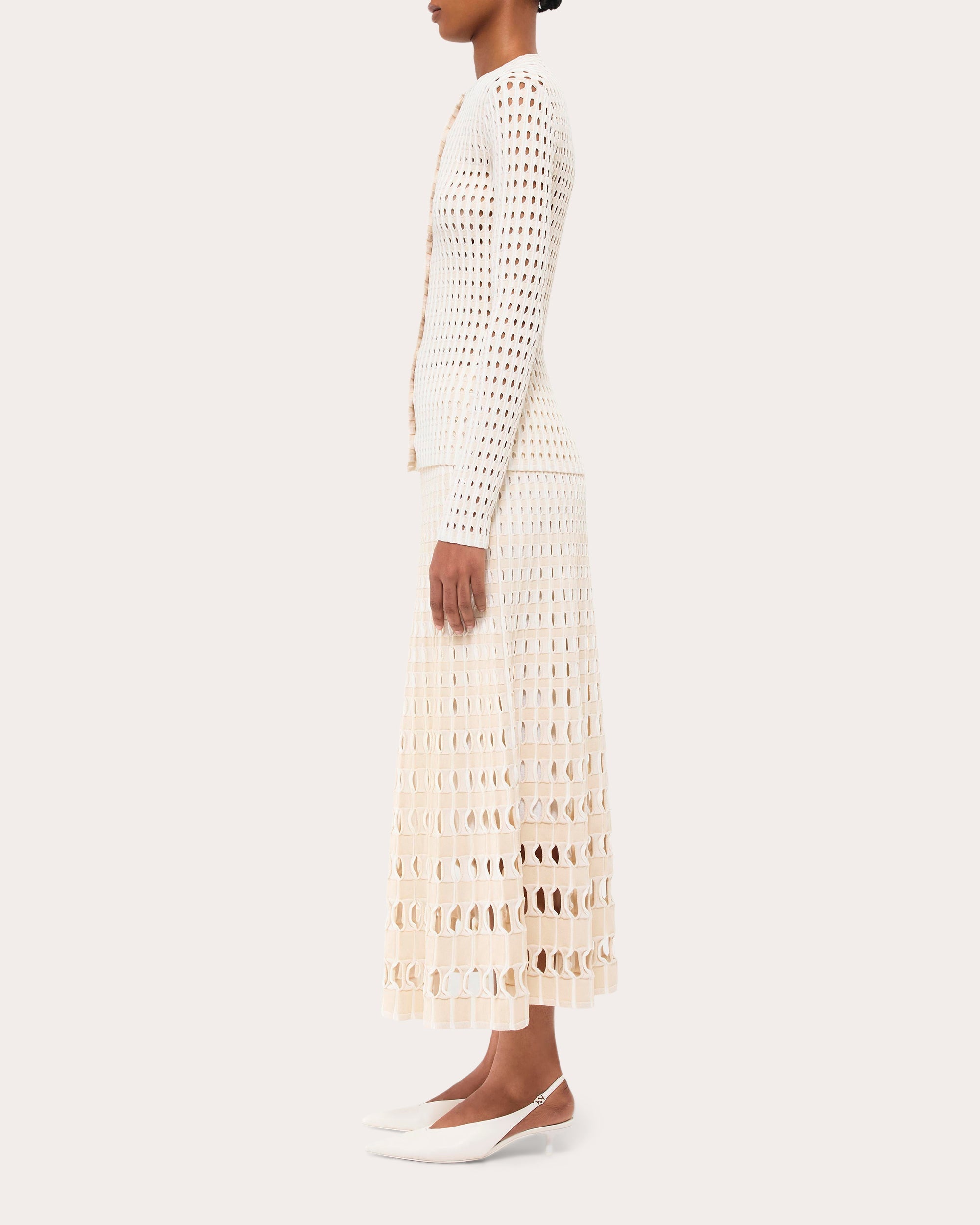 Gracen Gingham Laser-Cut Button Cardigan