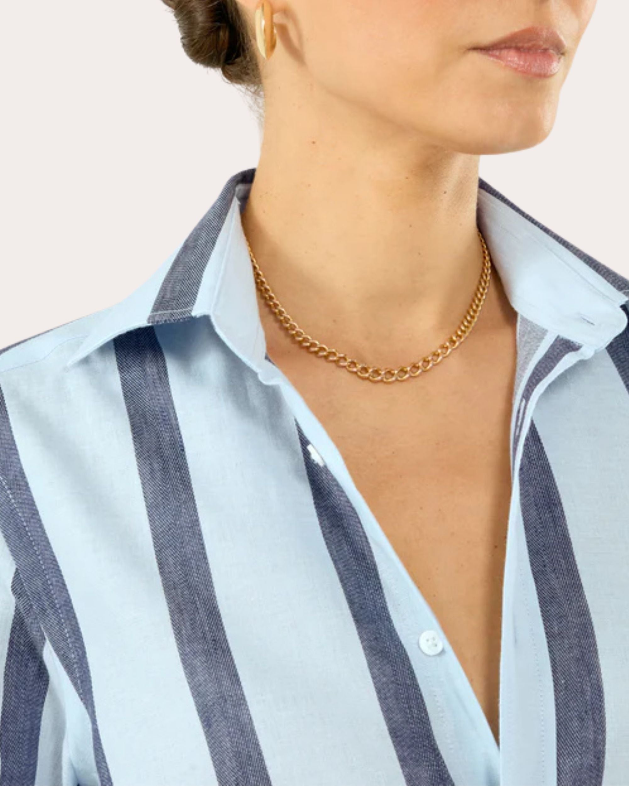 The Boyfriend Stripe Woven Button-Up Shirt