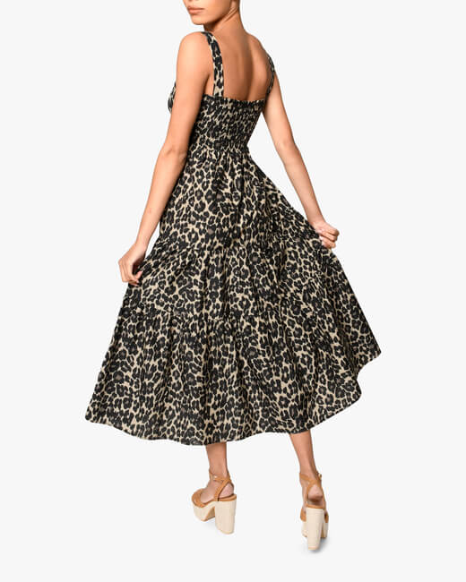 Cheetah Smocked Midi Dress
