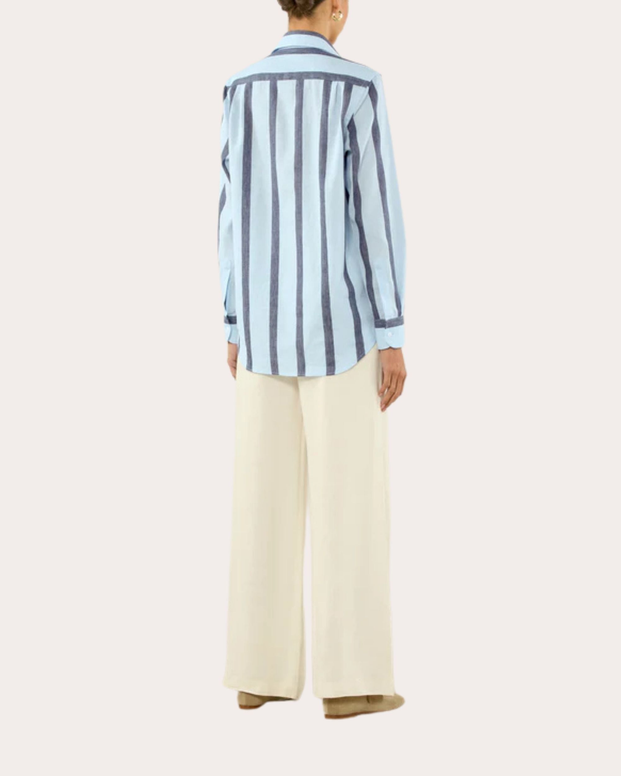 The Boyfriend Stripe Woven Button-Up Shirt