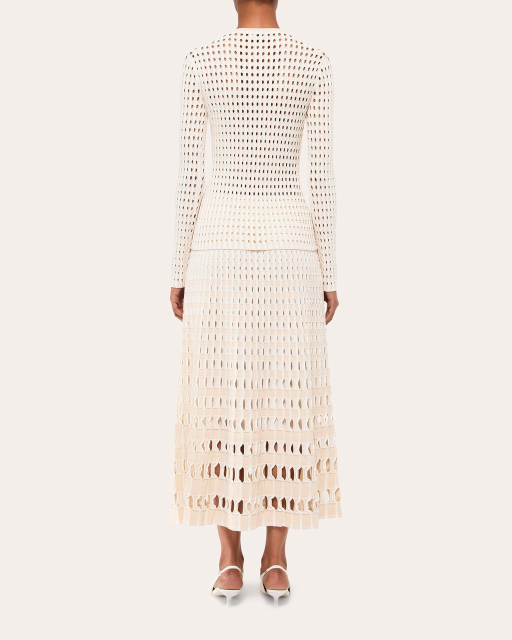 Larken Gingham Laser-Cut Midi Skirt