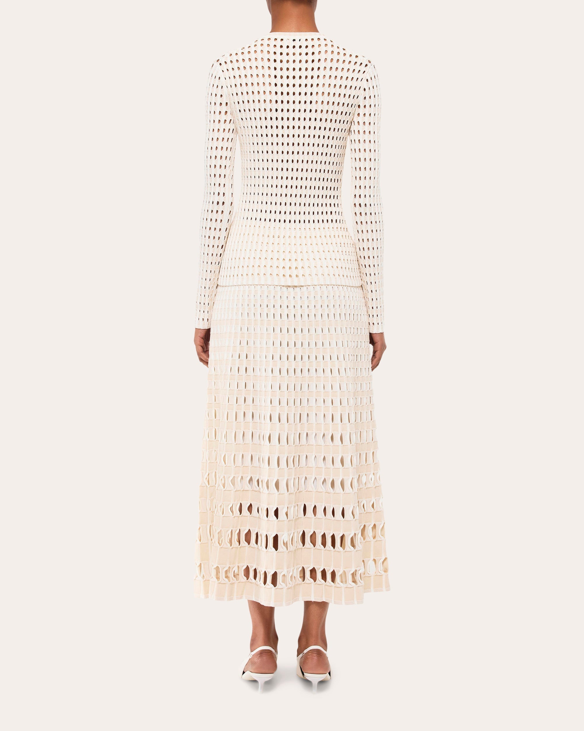 Larken Gingham Laser-Cut Midi Skirt