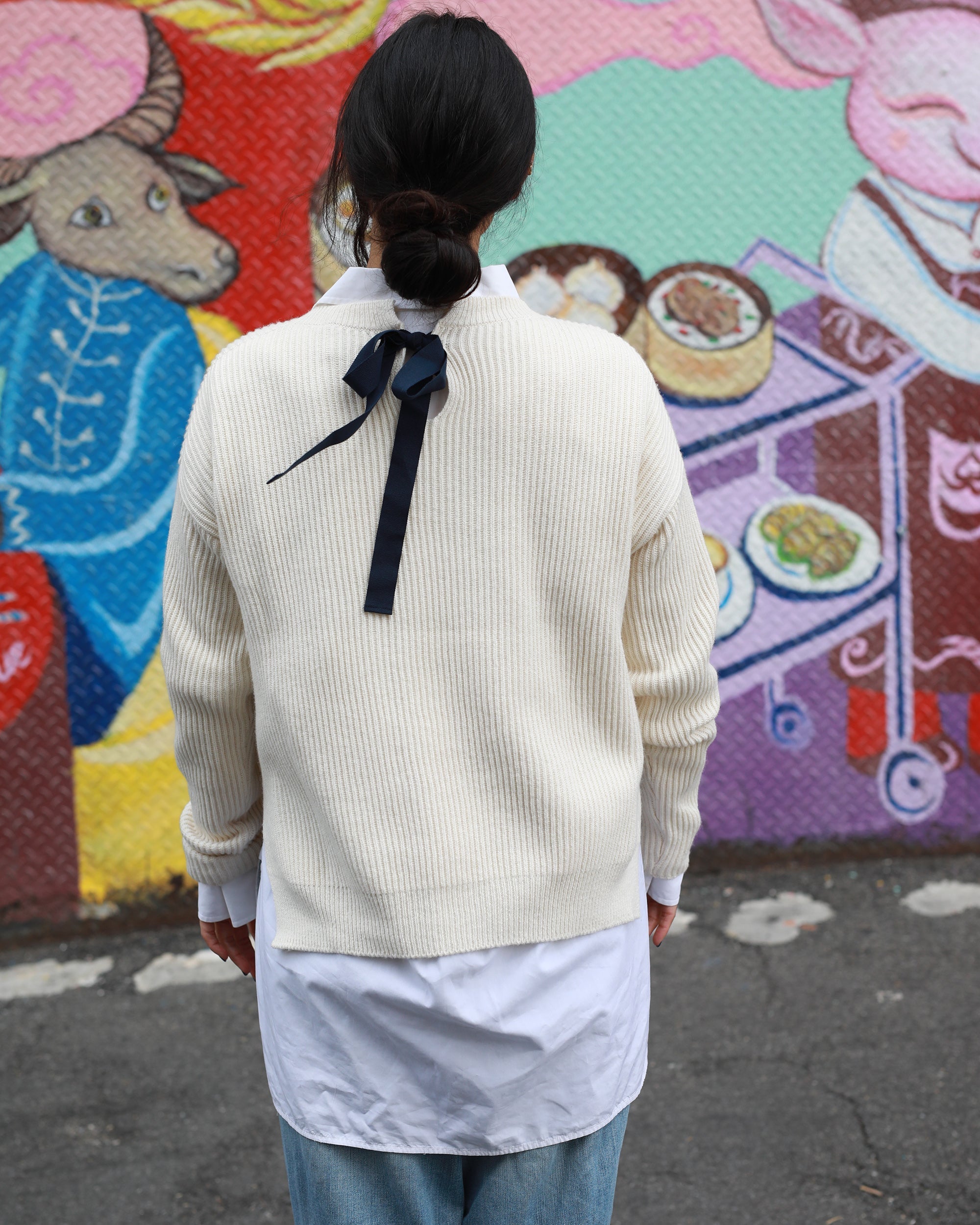 Brina Bow-Detail Cotton-Cashmere Blend Sweater