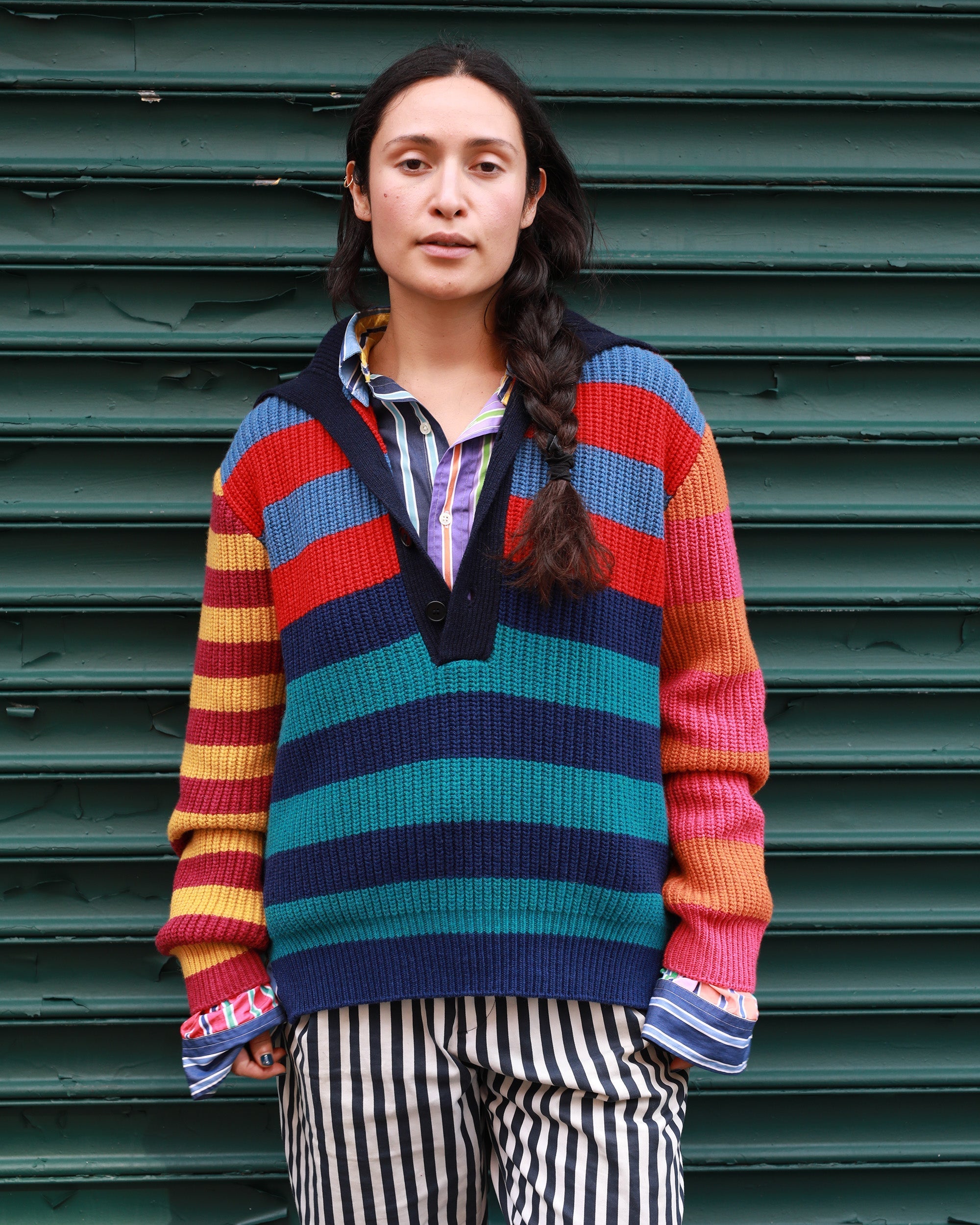 Parker Striped Cashmere-Blend Polo Sweater