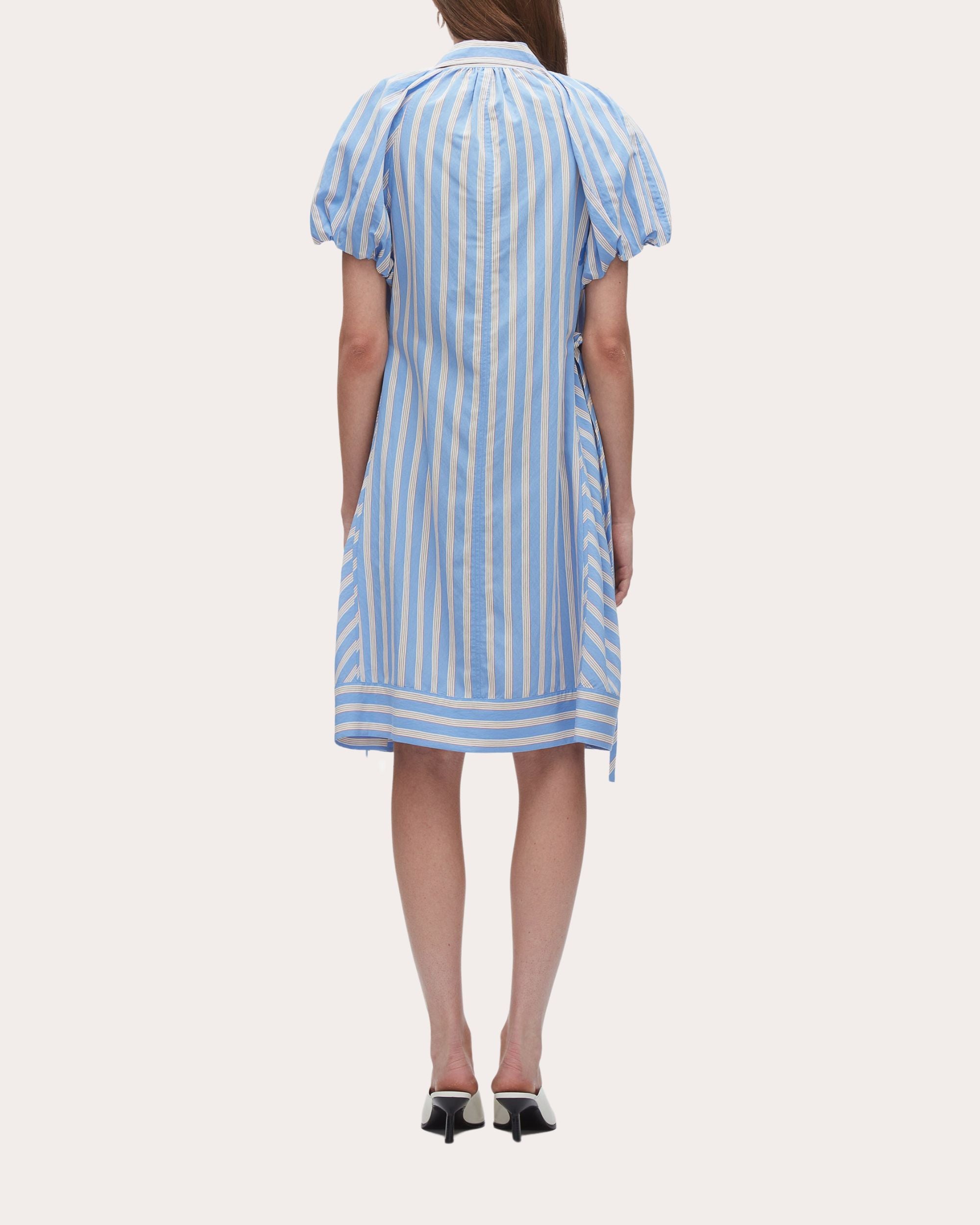 Striped Techno-Poplin Shirt Dress