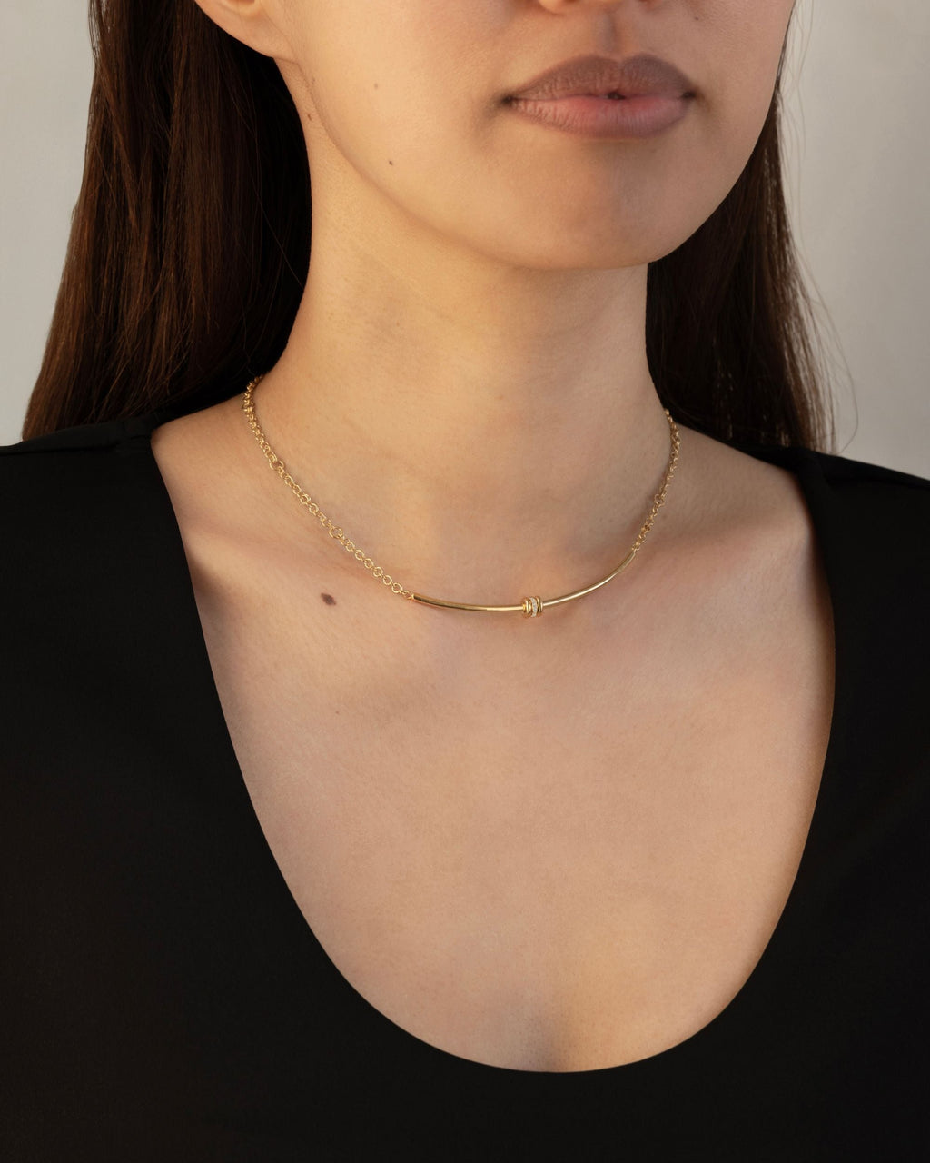 Gravity 18K Gold Diamond Pavé Arc Necklace