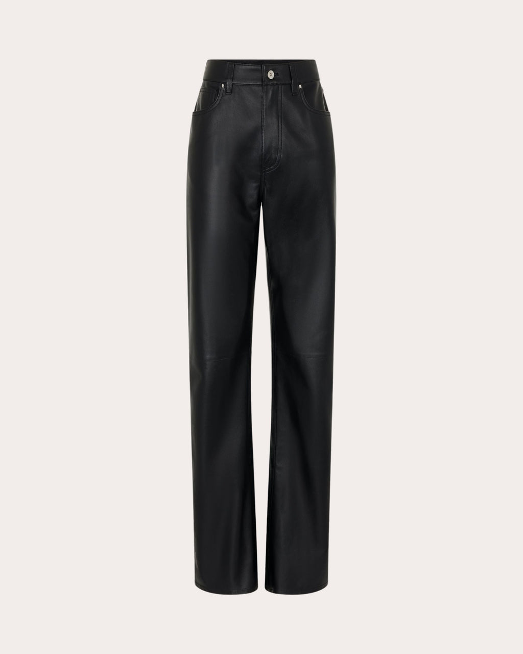 Straight-Leg Leather Pants