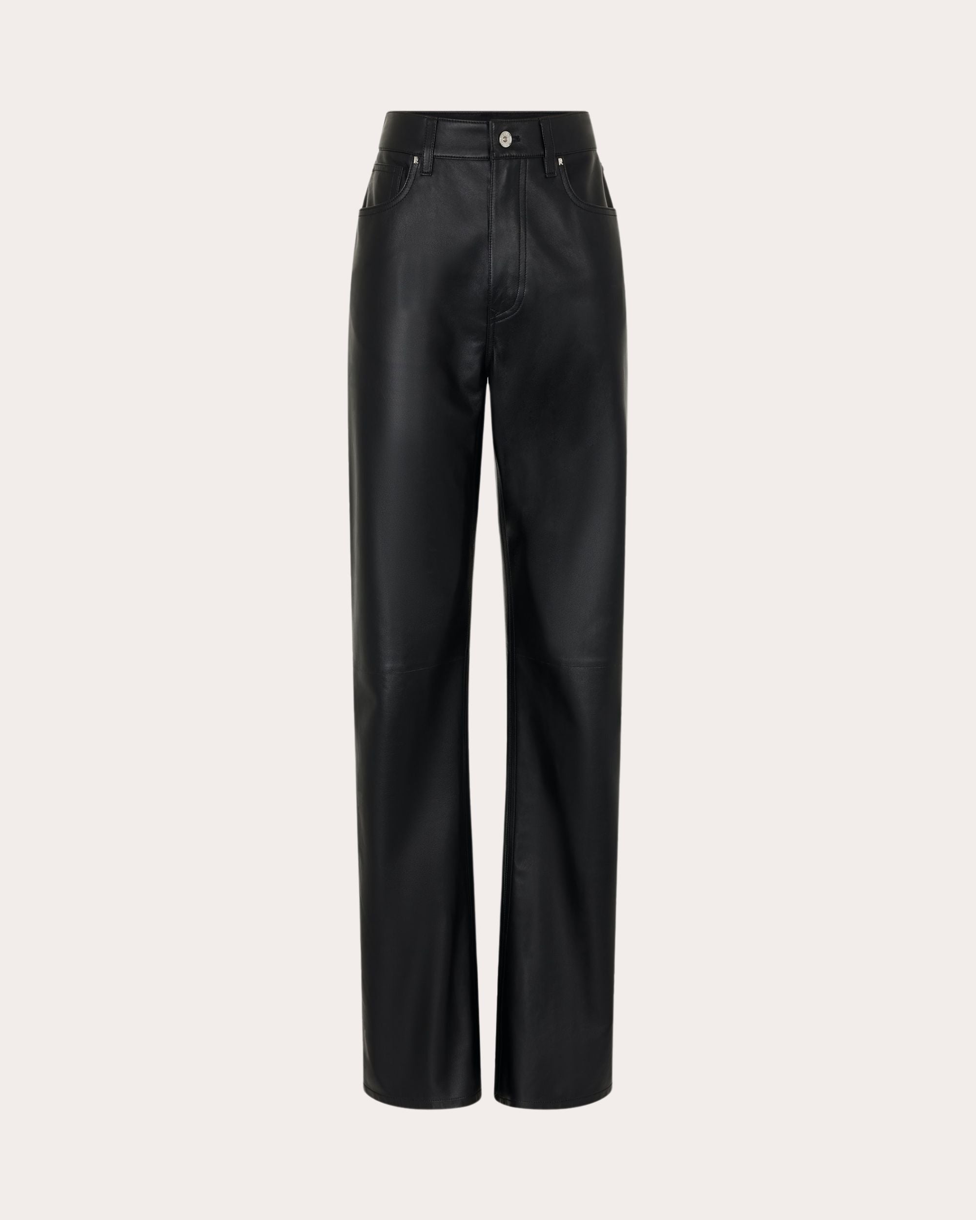 Straight-Leg Leather Pants