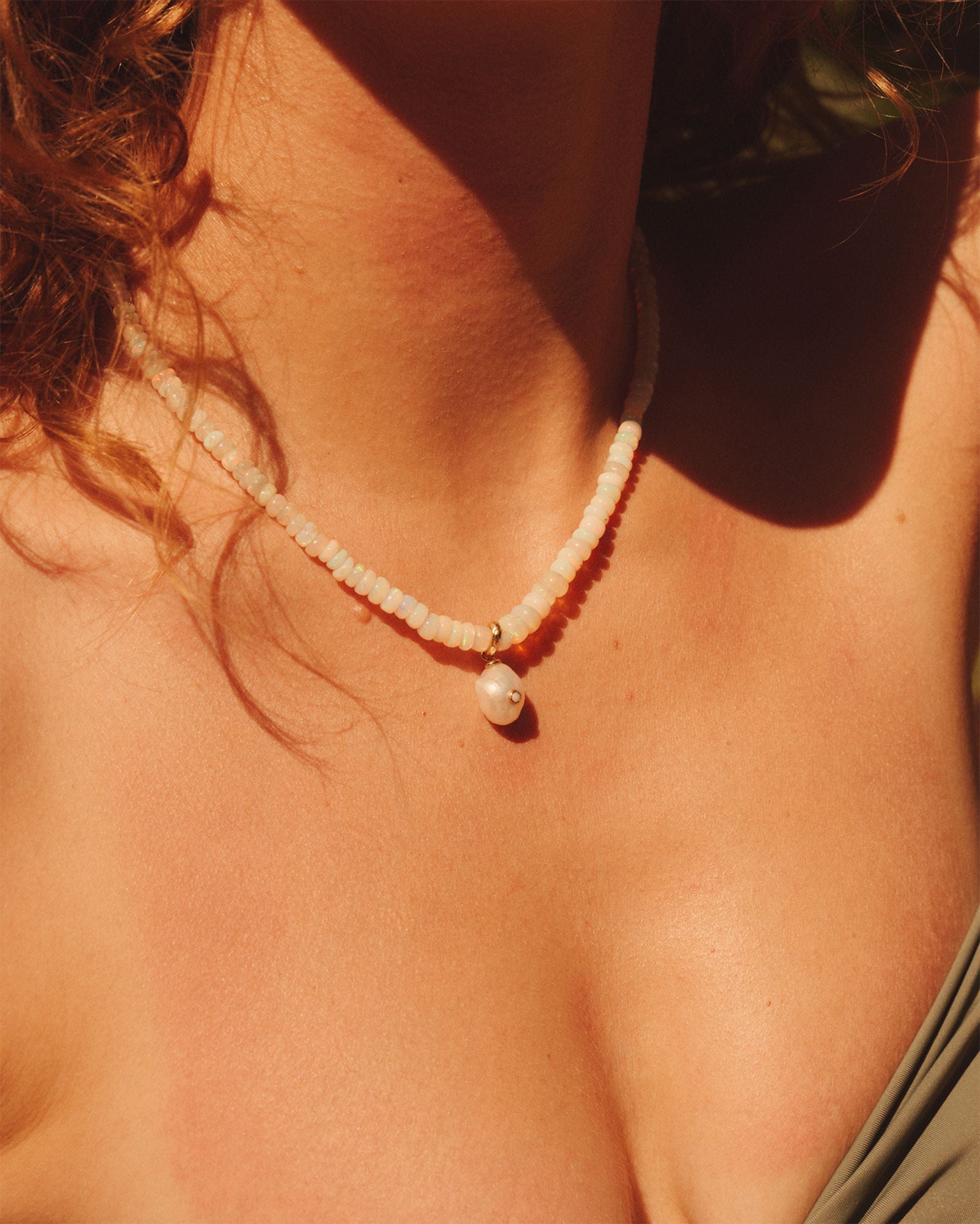 Diana 14K Gold Pearl and Synthetic Opal Pendant