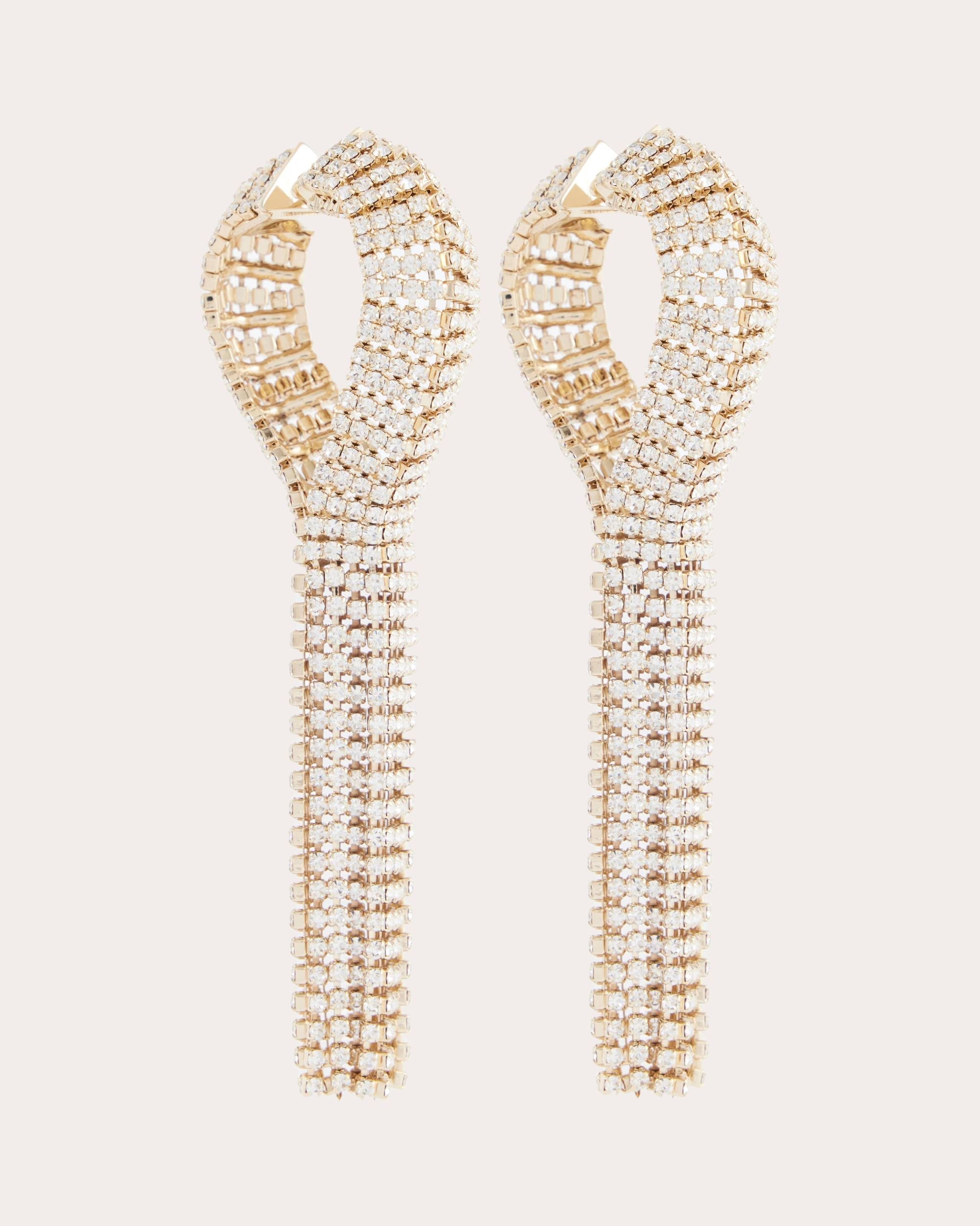 Fringed Gold-Tone Crystal Earrings