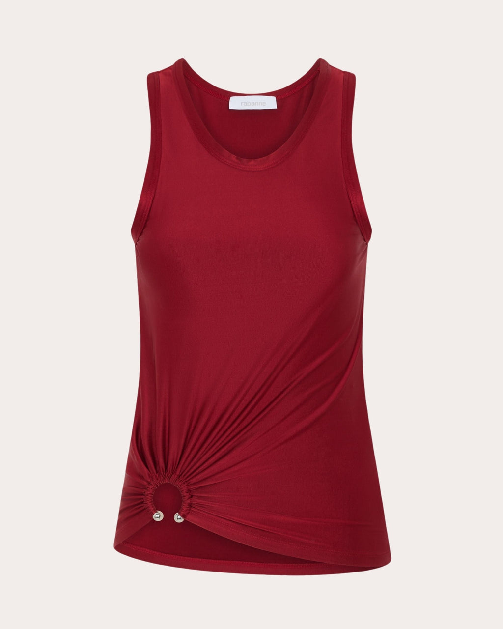 Gathered Ribbed Satin Jersey Top