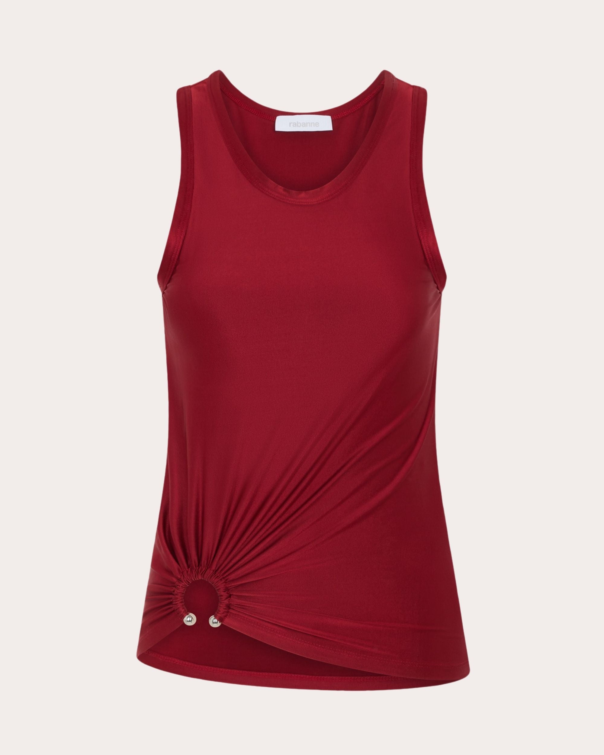 Gathered Ribbed Satin Jersey Top