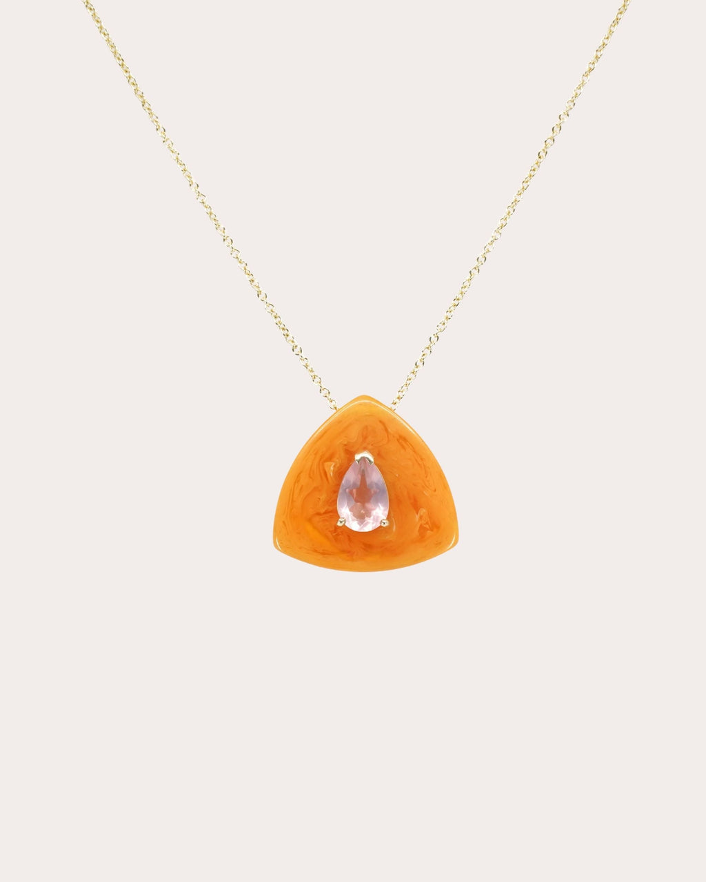 Reverie 14K Gold Morganite and Bakelite Pendant Necklace