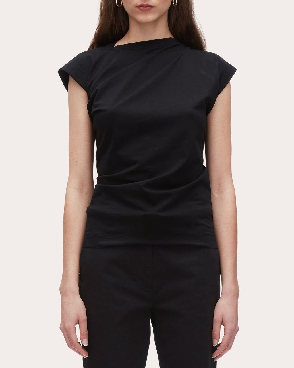 Asymmetric Draped Cotton-Jersey T-Shirt