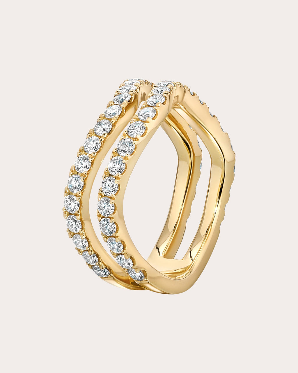 Rio 18K Gold Diamond Double Band Ring