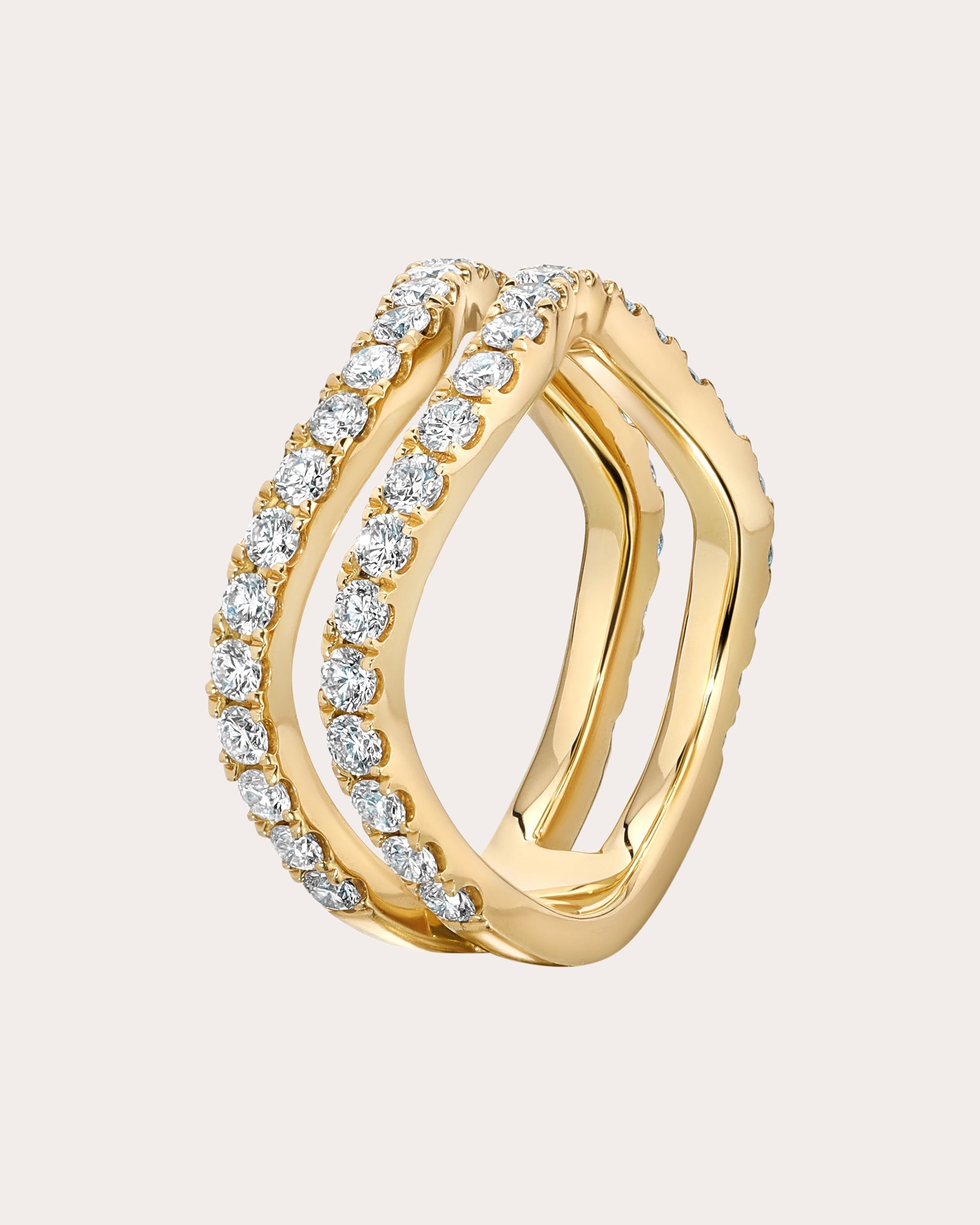 Rio 18K Gold Diamond Double Band Ring
