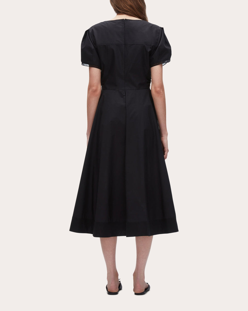 Techno Poplin V-Neck Midi Dress