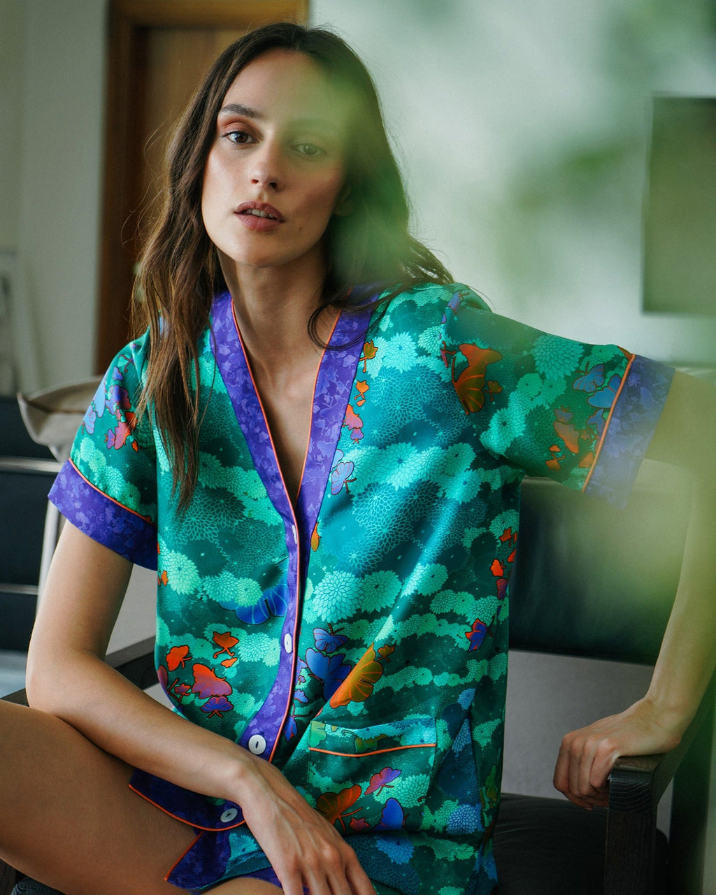 Sumi Niwa Silk Short-Sleeve Pajama Set