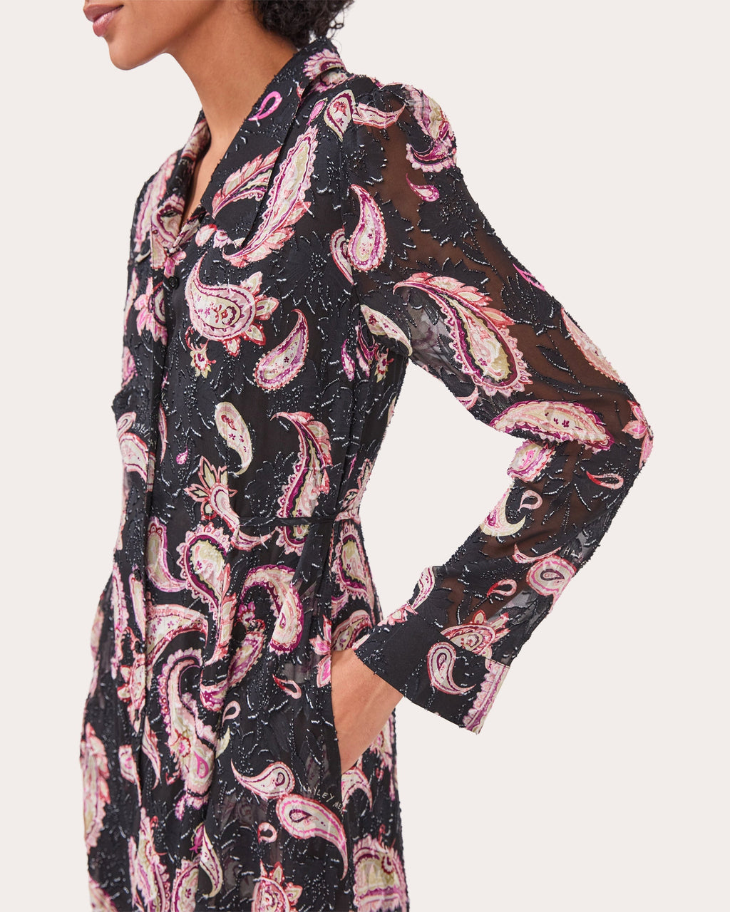Jimi Silk-Blend Jacquard Black Shirt Dress