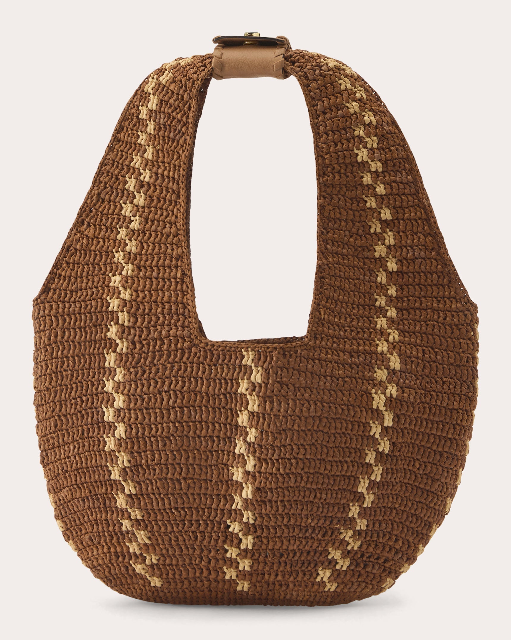 Aquarius Stitch Detail Raffia Shoulder Bag
