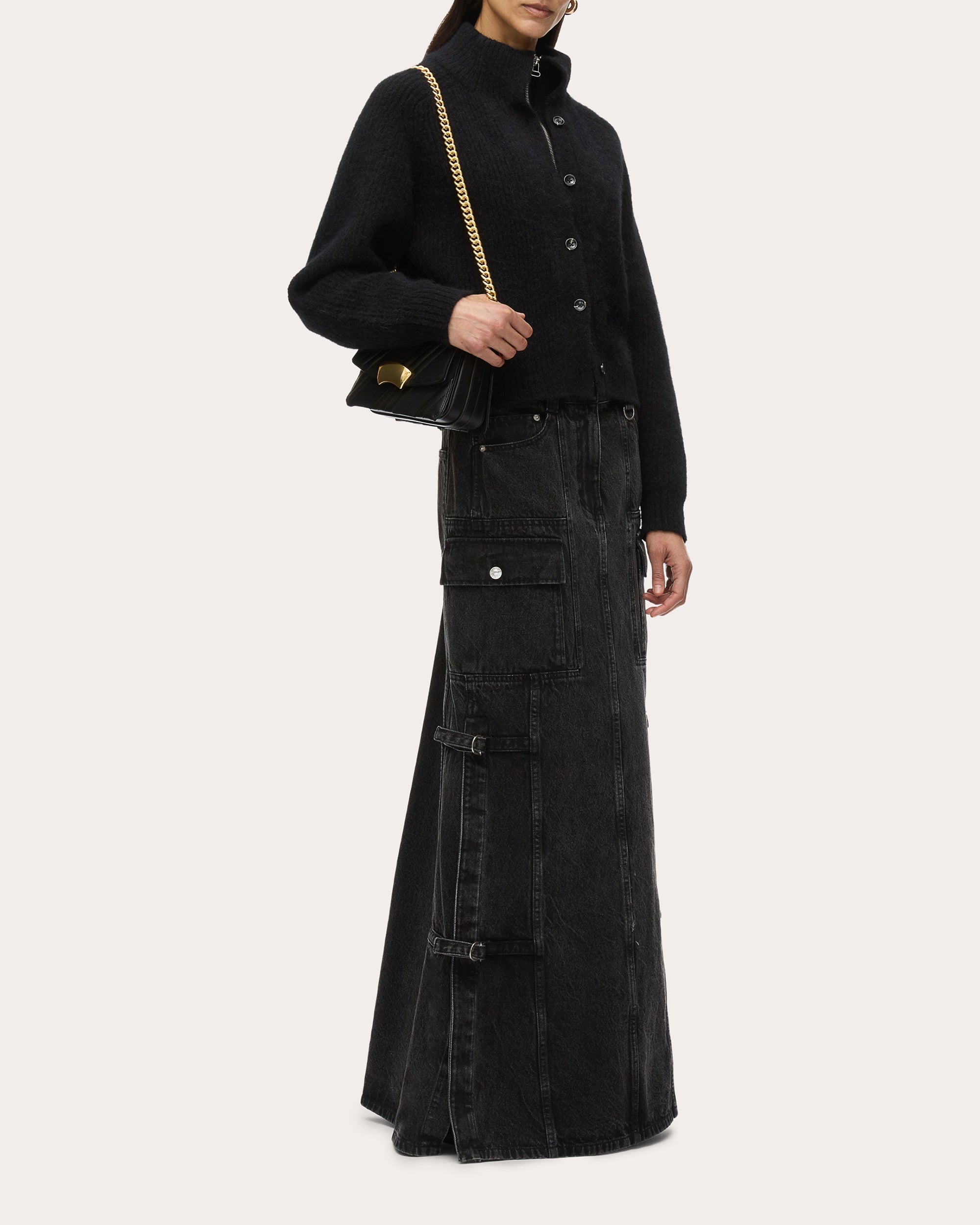 Trompe L'Oeil Ribbed Wool Knit Cardigan