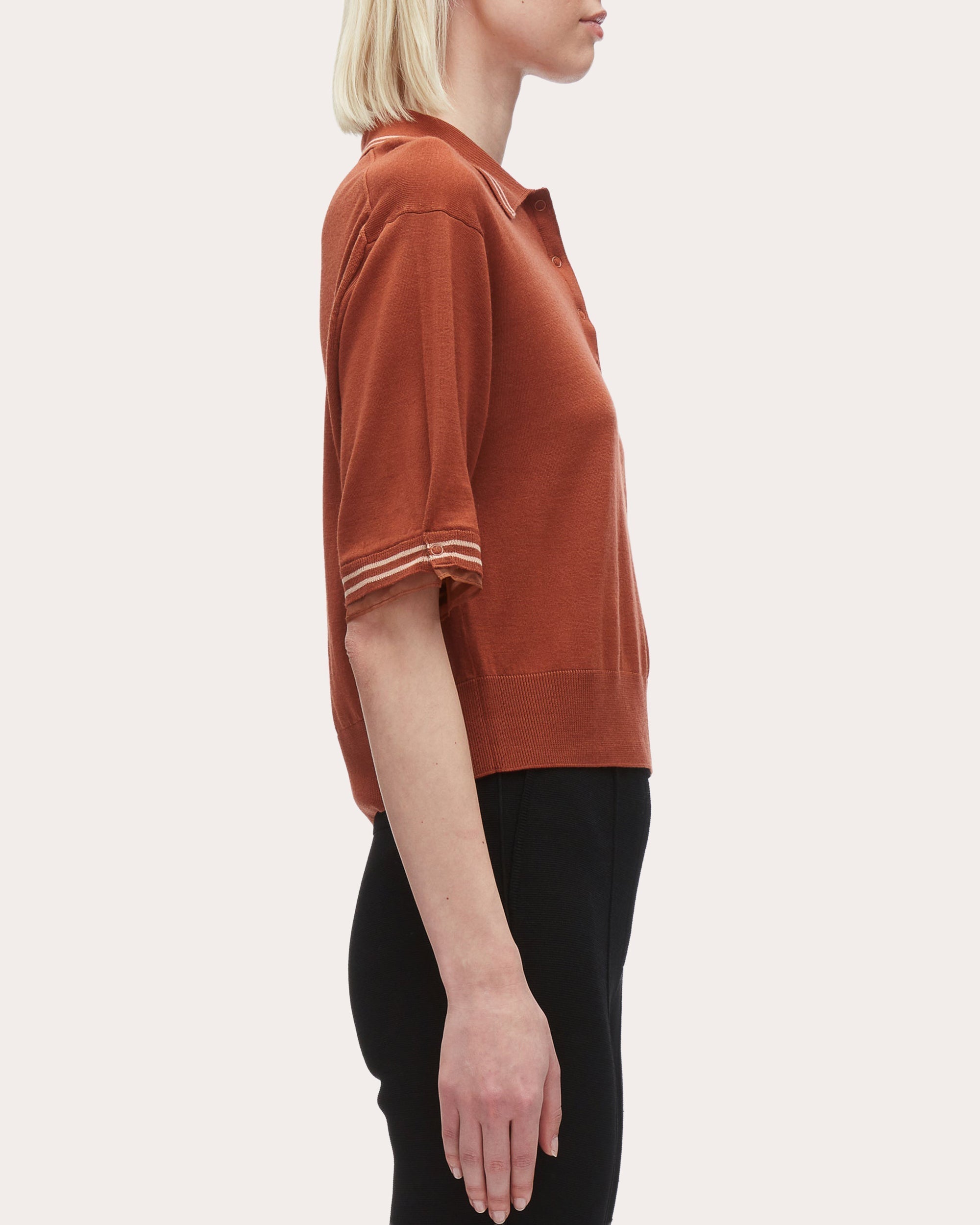 Cropped Organza-Trimmed Wool Polo Shirt
