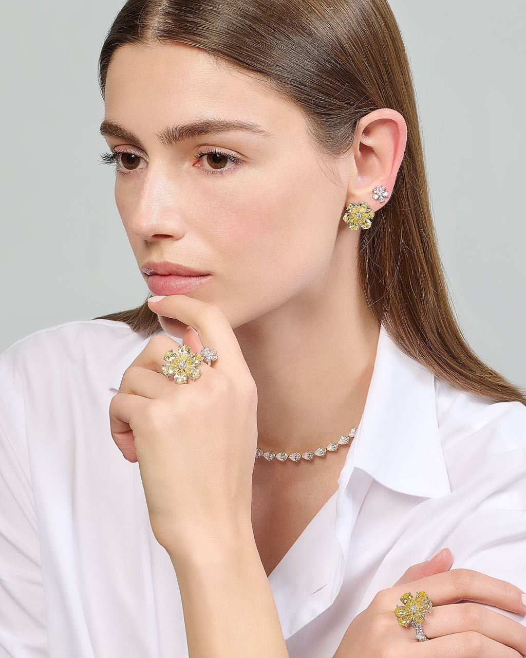 Marguerite 18K Gold and Rhodium Vermeil Lab-Grown Diamond Daisy Stud Earrings