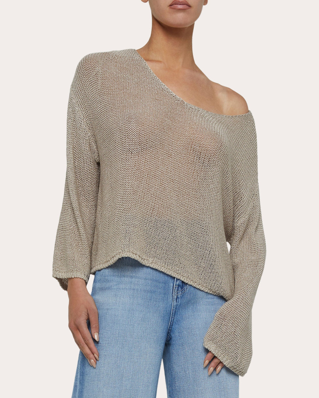 Ethan Asymmetric Sheer Knit Sweater