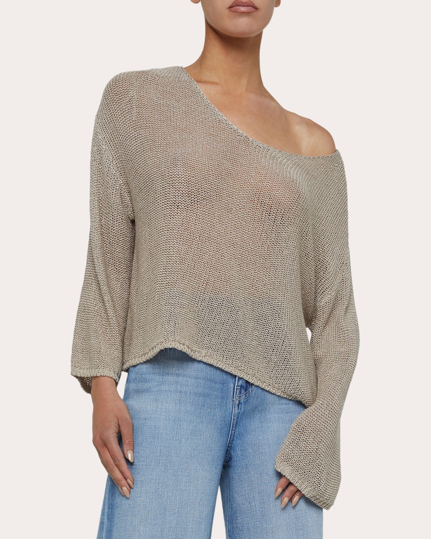 Ethan Asymmetric Sheer Knit Sweater