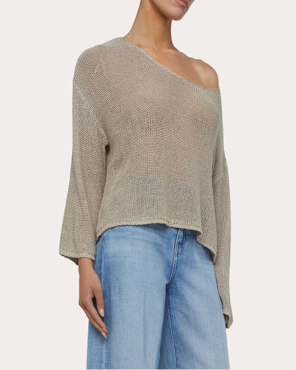 Ethan Asymmetric Sheer Knit Sweater