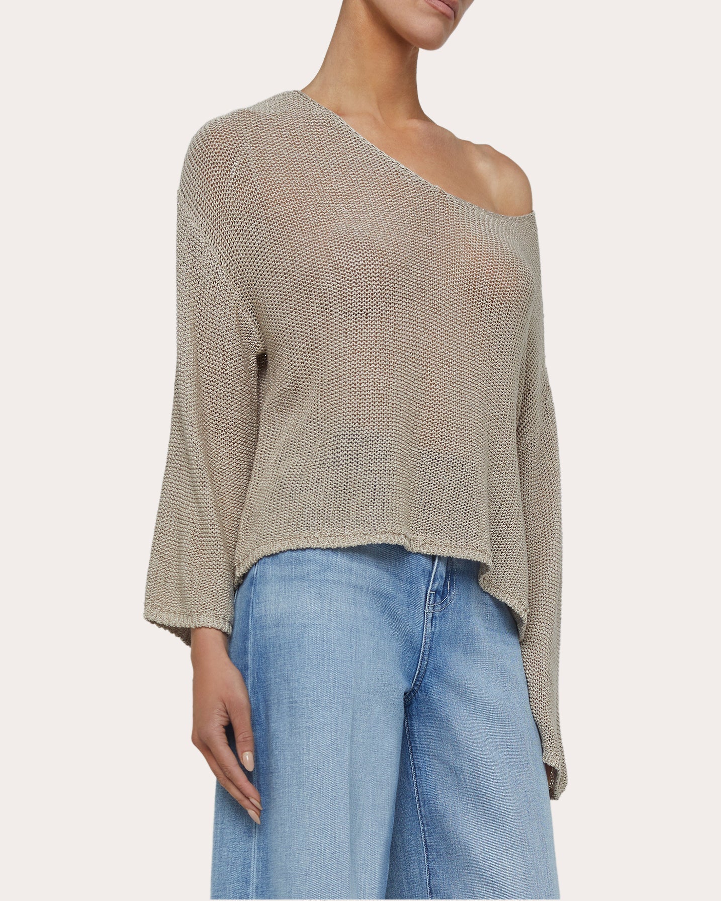 Ethan Asymmetric Sheer Knit Sweater