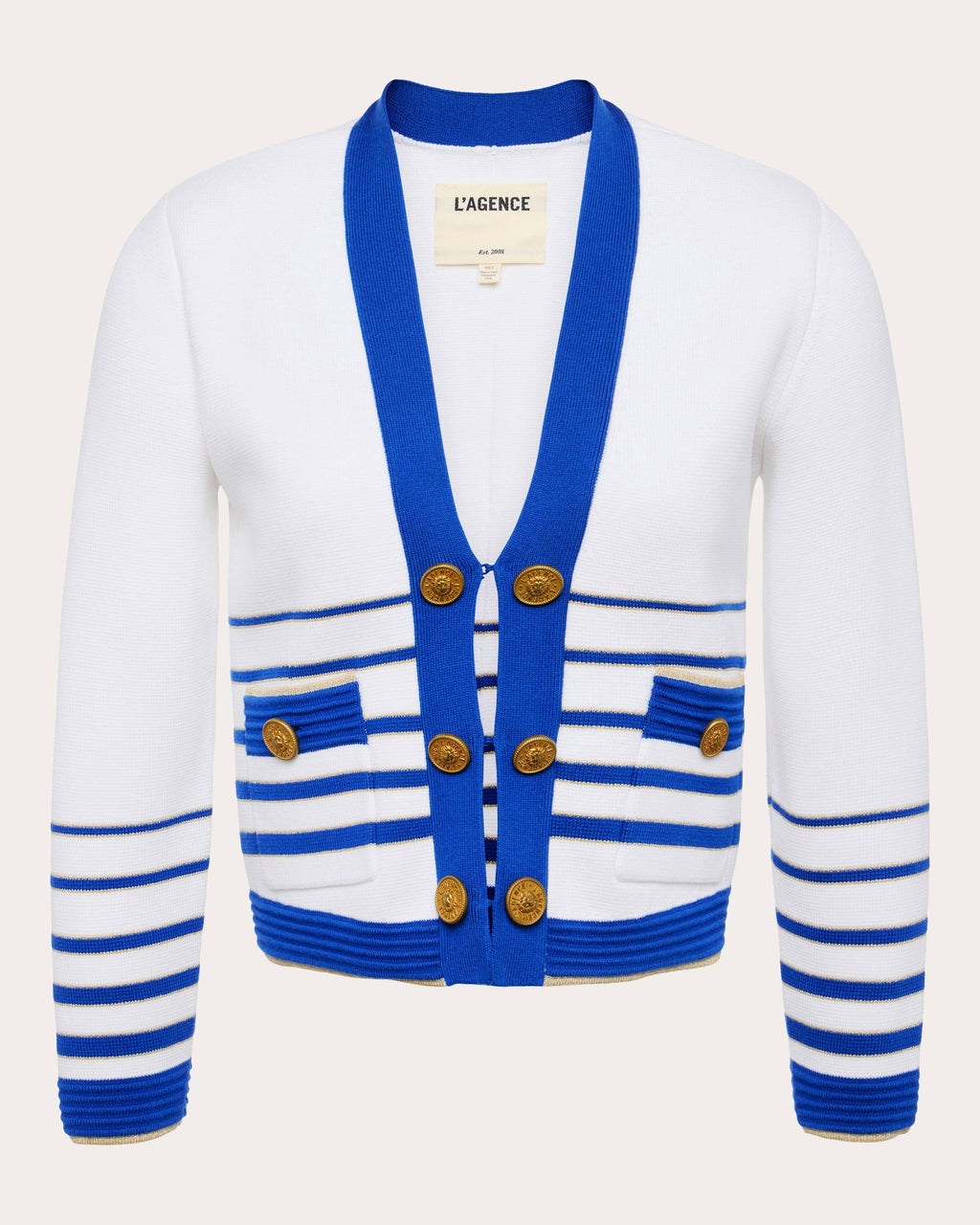 Catie Cropped Striped Cotton-Blend Cardigan