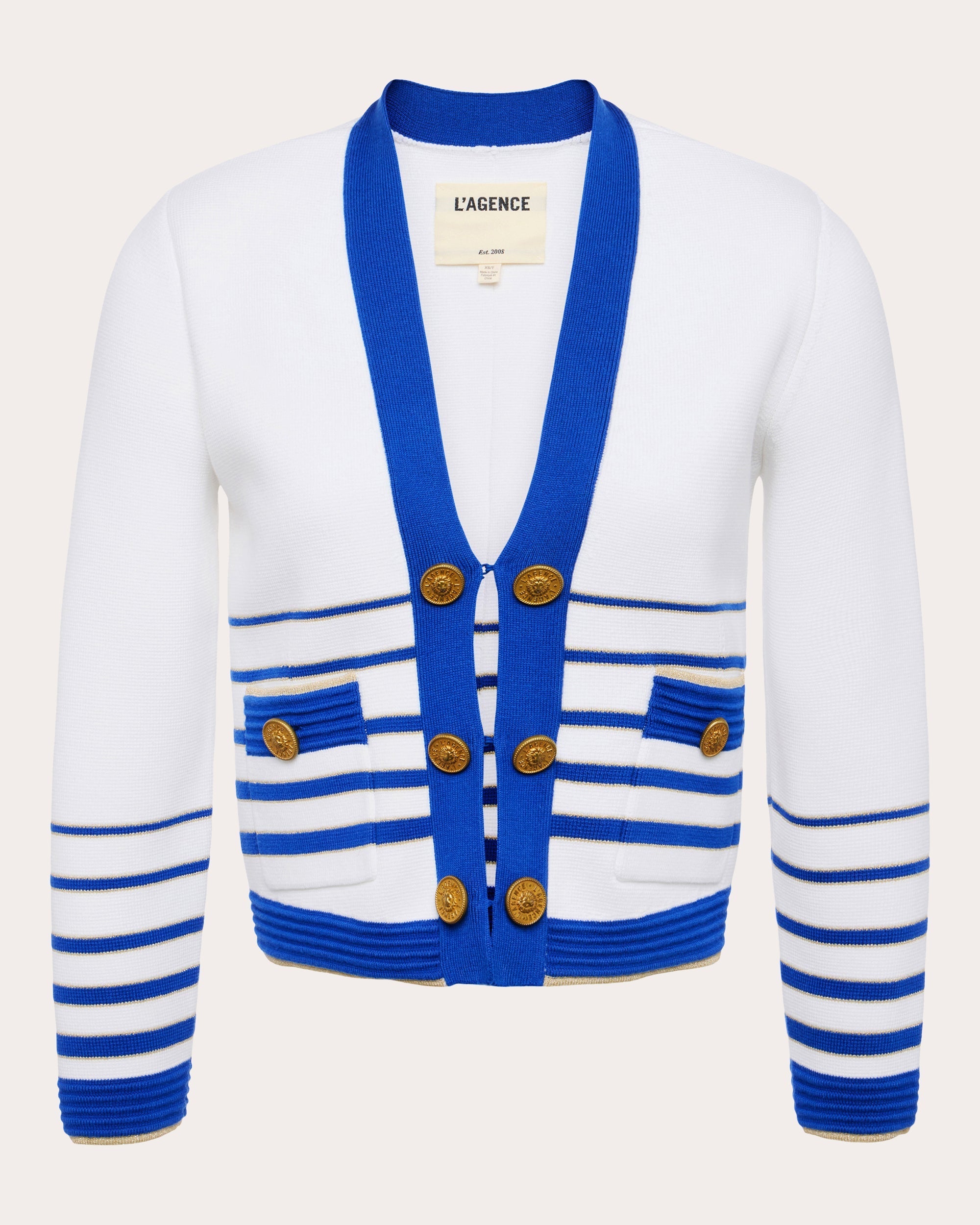 Catie Cropped Striped Cotton-Blend Cardigan