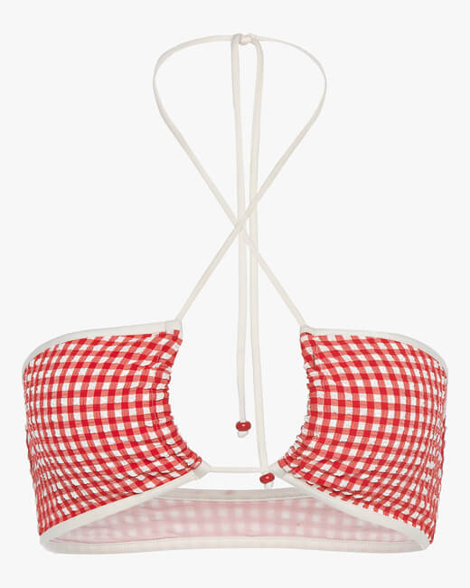 Vintage Beach Gingham Bandeau Bikini Top