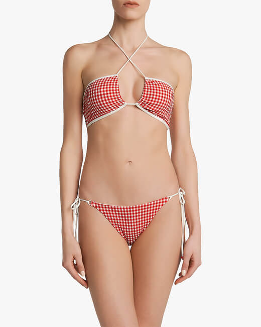 Vintage Beach Gingham Bandeau Bikini Top