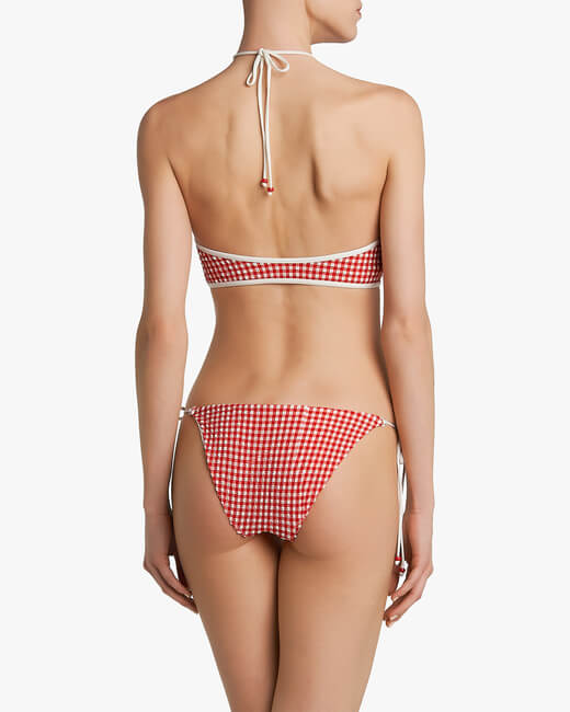 Vintage Beach Gingham Bandeau Bikini Top