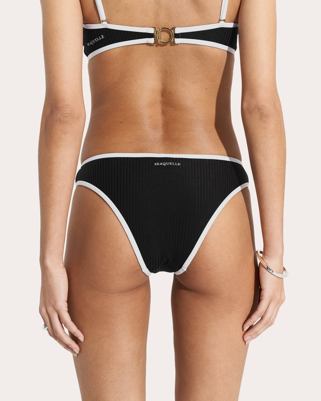 Embroidered Ribbed Mid-Rise Bikini Brief