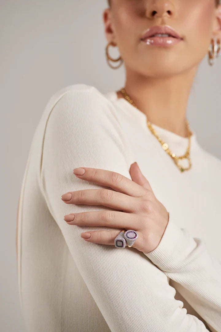 11th Orbit 14K Gold Multi-Stone Signet Ring