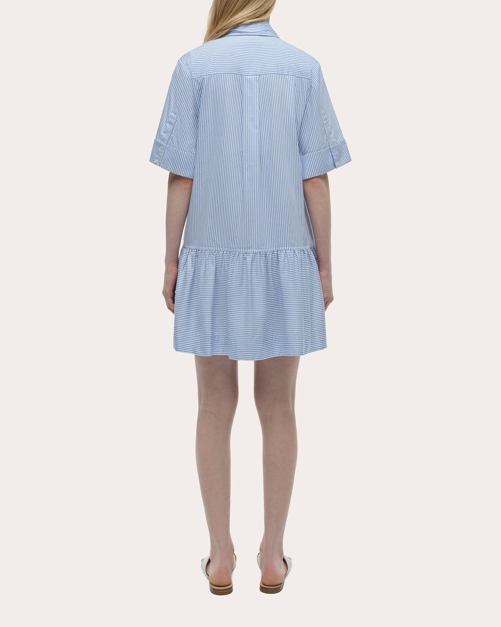 Cris Stripe Cotton Drop-Waist Shirt Dress