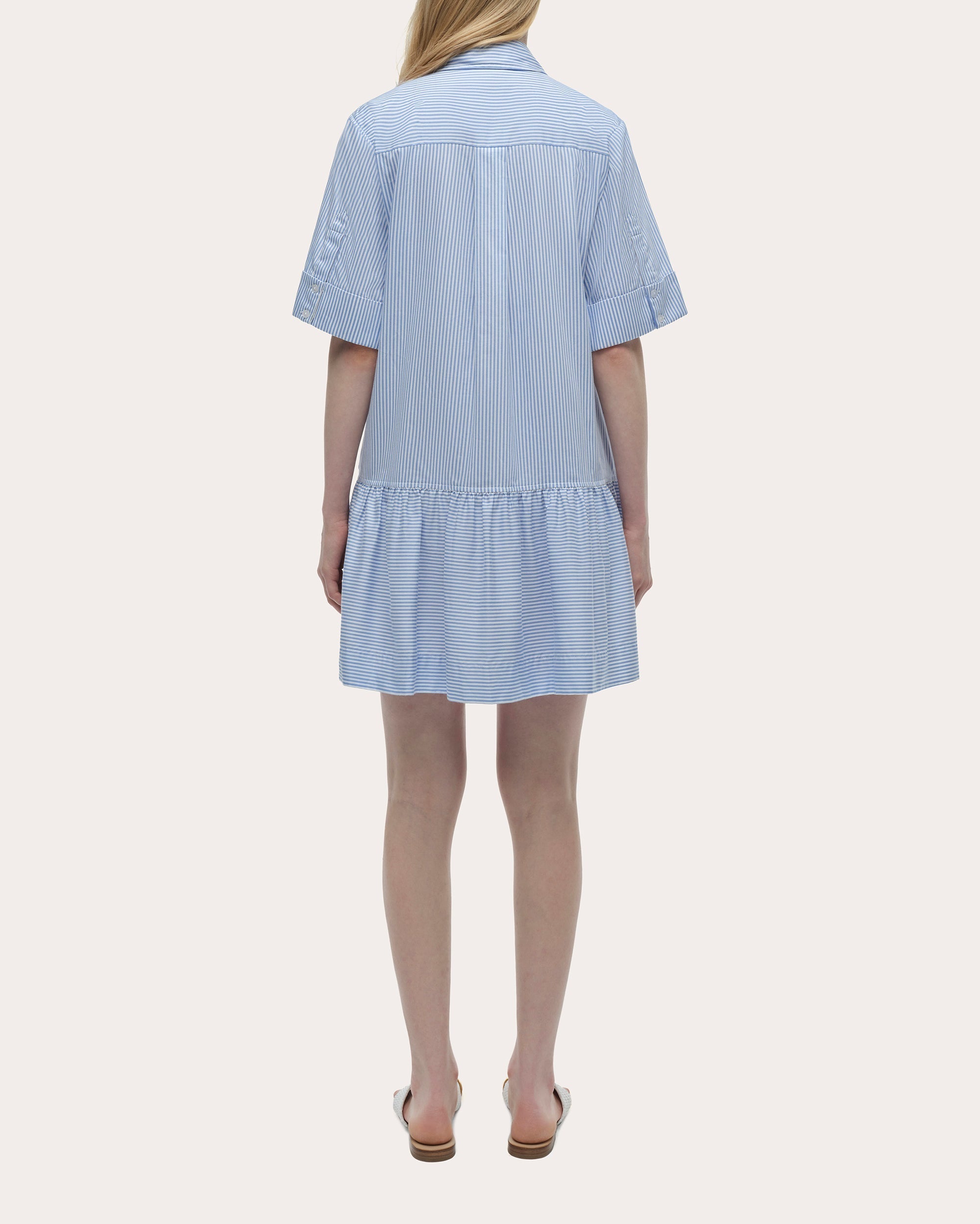 Cris Stripe Cotton Drop-Waist Shirt Dress