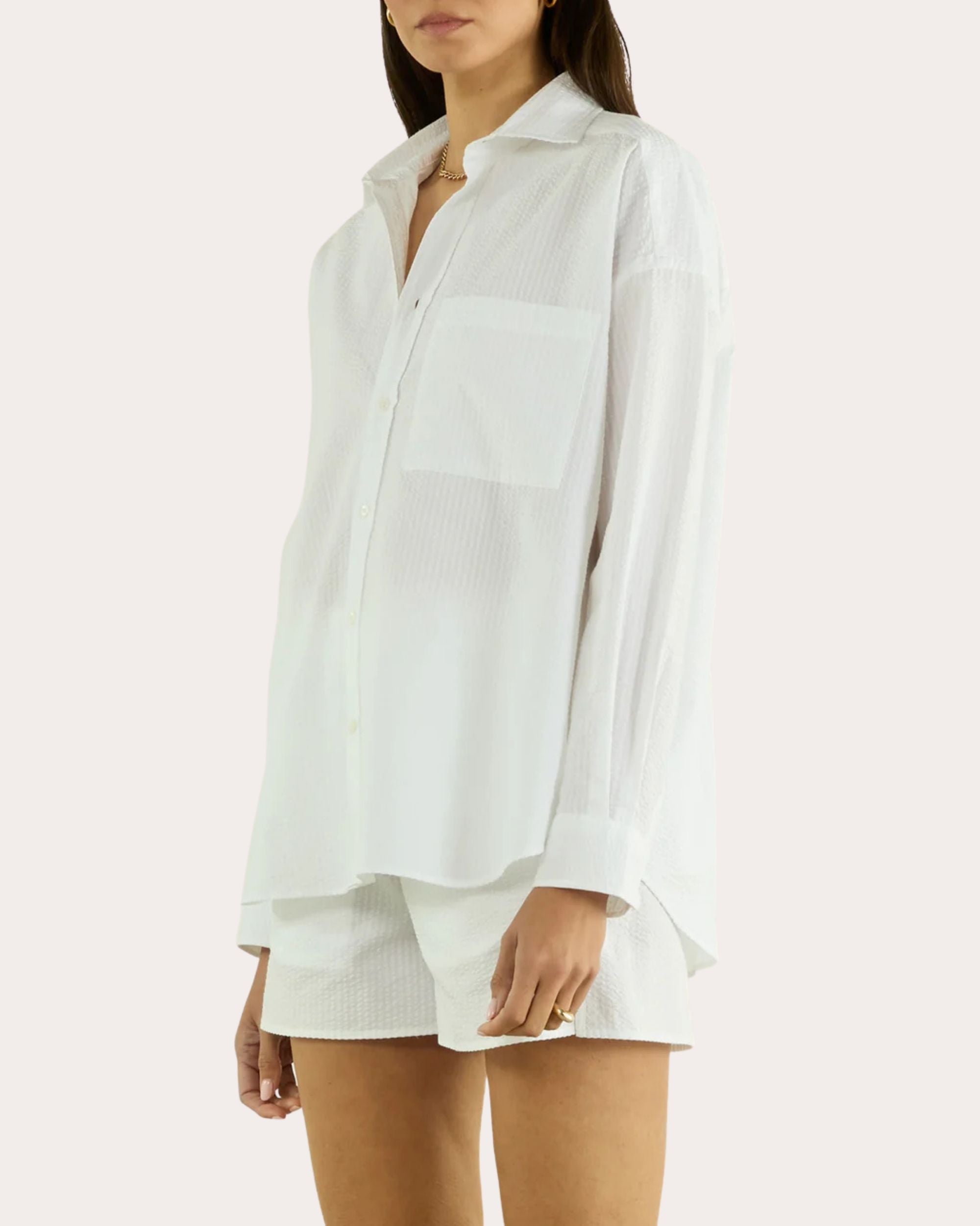 The Weekend Seersucker Cotton Button-Up Shirt