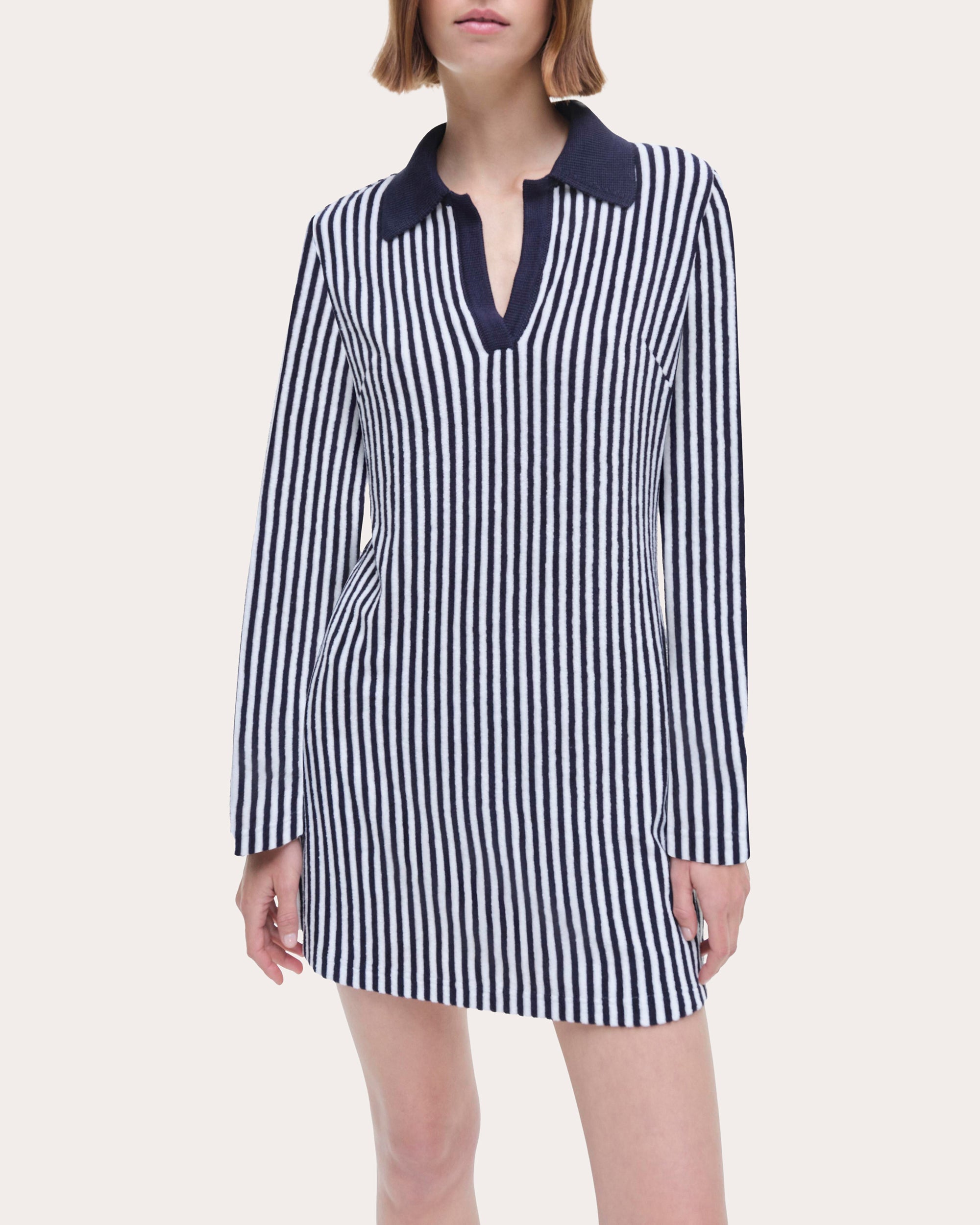 Jessy Striped Terry Mini Polo Dress