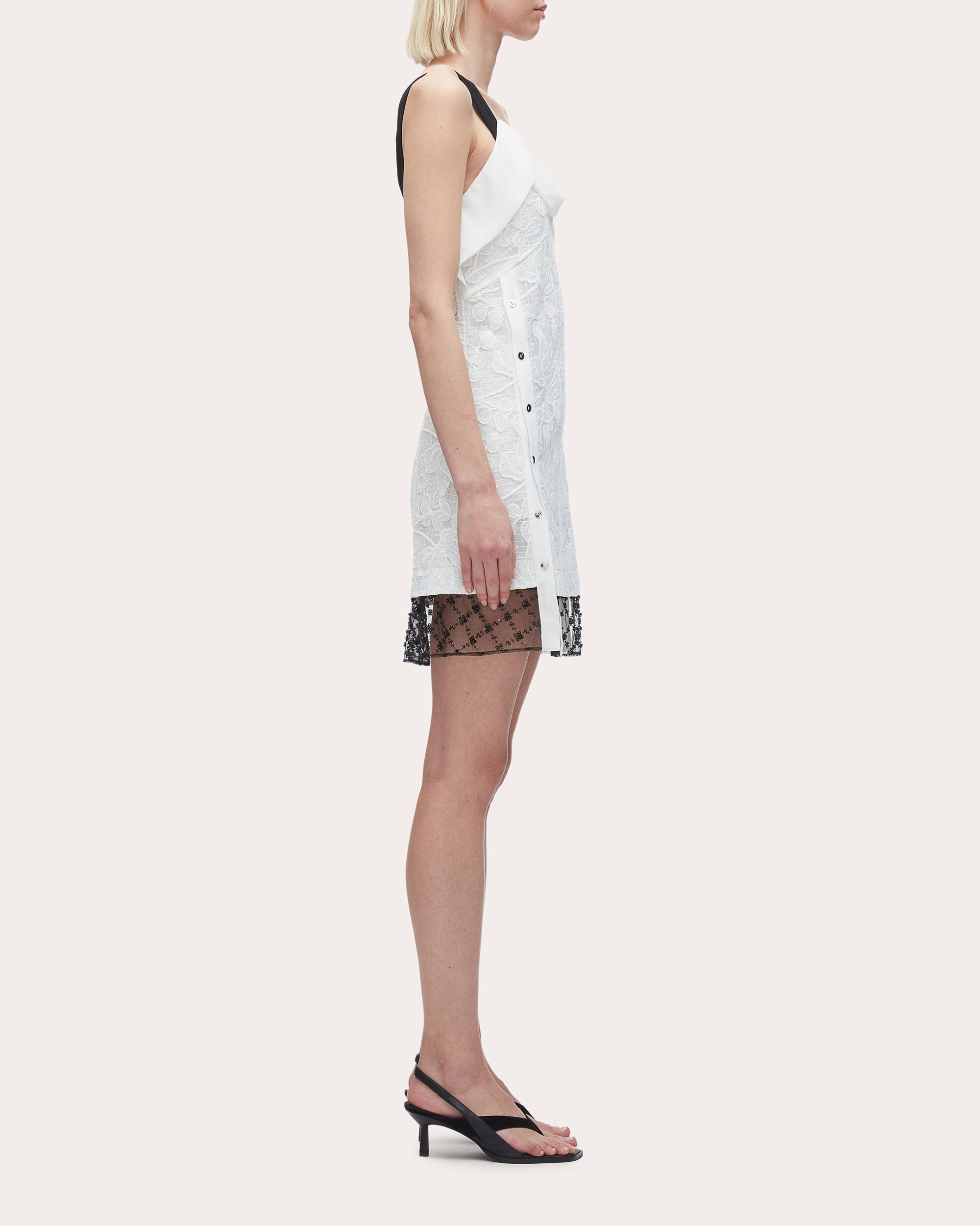 Embellished Floral Lace Mini Dress