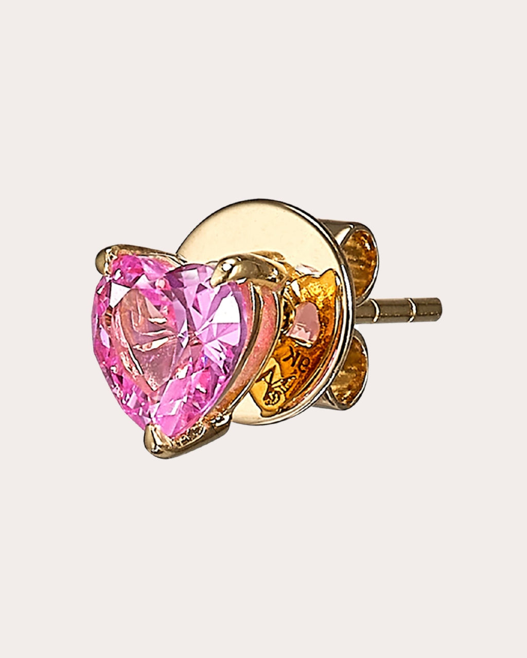 Mini Heart 9K Gold Lab-Grown Sapphire Stud Earrings